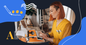 a female ghostwriter typing at her desk